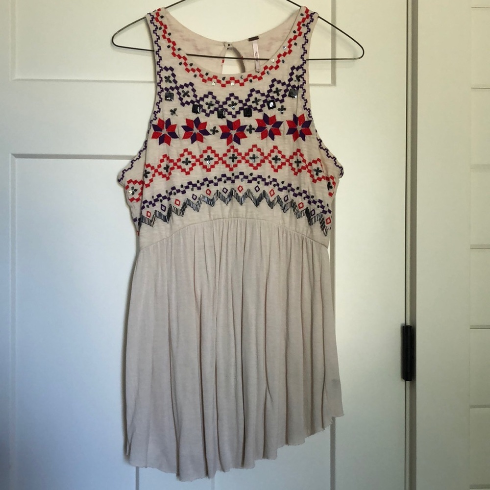 Free People embroidered and embellished sleeveless top